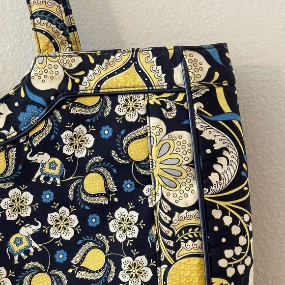 Vera Bradley Ella Blue Elephant Print Tote Bag 16x11 - Picture 7 of 16